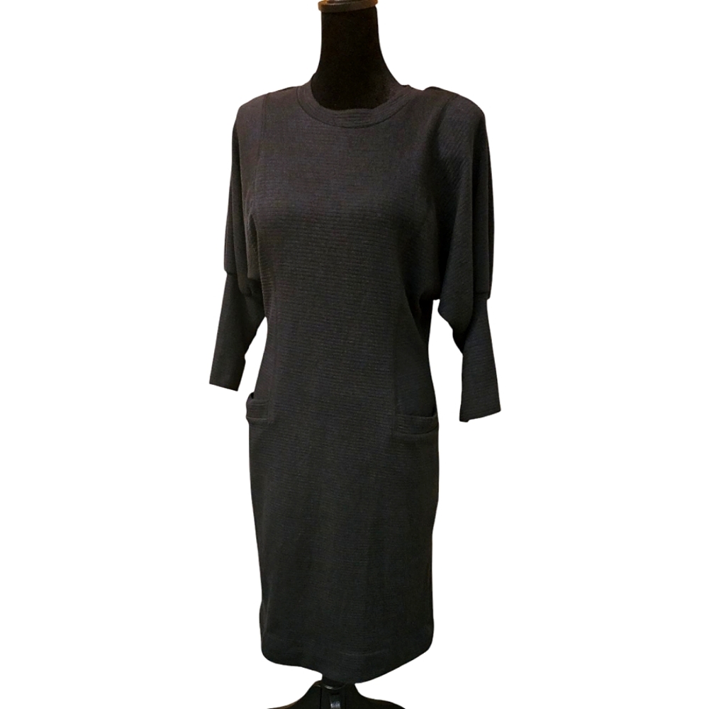 Ladies Midi Bodycon Batwing Long Sleeve Dress w/ Pockets